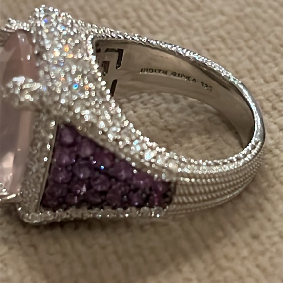 Judith Ripka - Amethyst Pink Quartz Sterling Silver Ring Size 6.75 - Picture 11 of 16